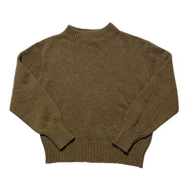 Vintage 1950s US Navy GOB Seaman's Sweater ~ 100% Wool Knit ~ Korean War ~ OD / Olive Drab ~ Military ~ Mock Neck / Turtleneck 