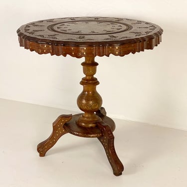 Anglo-Indian Solid Teak with Brass In-lay Side Table - *Please ask for a shipping quote before you buy. 