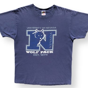 Vintage 90s University of Nevada Wolfpack Faded Collegiate Graphic T-Shirt Size Large 
