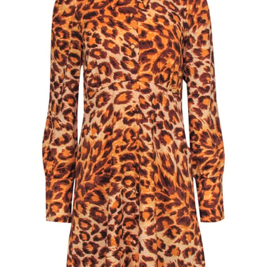 Kate Spade - Leopard Print Long Sleeve Shirtdress Sz 8
