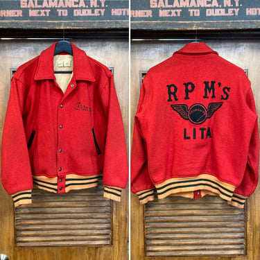 Vintage 1950’s “R.P.M.’s” Hot Rod Car Club Wool Rockabilly Jacket, Original, Appliqué, 50’s Vintage Clothing 