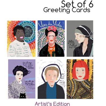 Greeting Card Set, Gift for Artists, Feminist Gifts, Women Cubicle Decor, Women in the Arts Cards 