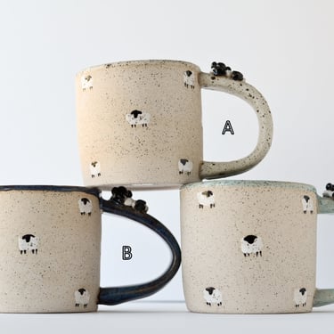 Little Sheep Mugs with Sheep Thumbrest | Handmade Pottery | Handmade Ceramics | Handmade Mugs 