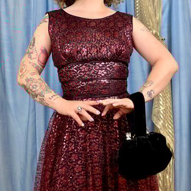 1960's Metallic Lace Party Dress