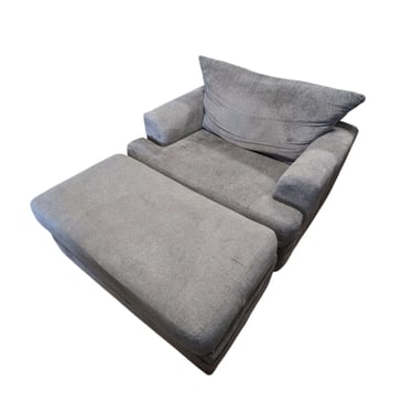 Gray Oversized Chair and Ottoman w/ Storage