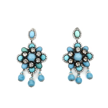 Lawrence Vrba Blue Flower Earrings