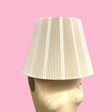 Vintage Lamp Shade Retro 1980s Contemporary + Pleated + Crimped + Accordion + Empire Shade + Beige + Taupe + Lighting and Home Decor 