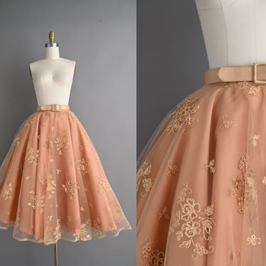 vintage 1950s Skirt | Gorgeous Sparkly Sequin Tulle Full Skirt | XS Small 