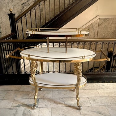 Hollywood Regency Three-Tiered Serving Carriage