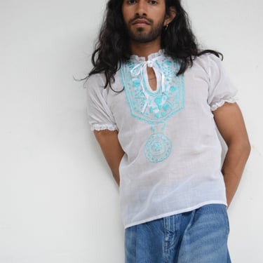 Vintage Mexican Blouse. Embroidered Blouse. 
