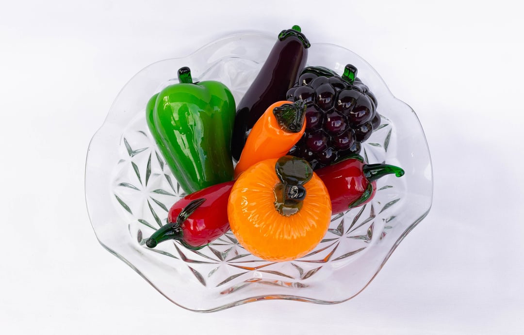 Vintage Glass Fruit and Vegetable, Vintage Glassware, Art Glass Fruit