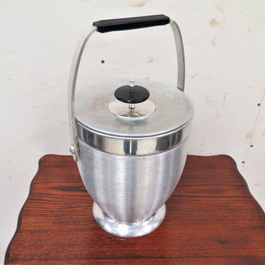 MCM Ice Bucket | Vintage Mid Century Kromex Spun Aluminum Ice Bucket 