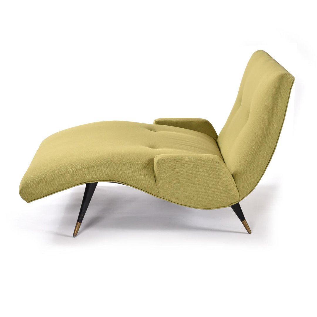 Restored Green Adrian Pearsall Style MidCentury Modern Wave Chaise Lounge Furnish Me Vintage