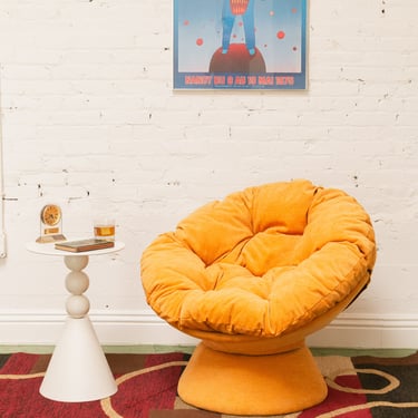Modern Orange Upholstered Papasan Style Chair