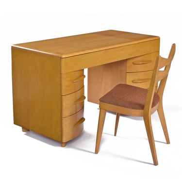 Restored Mid-Century Modern Heywood Wakefield M 320 W Desk With Matching Chair 