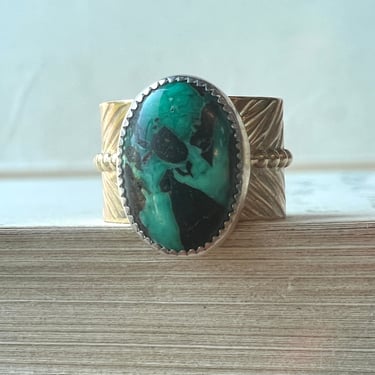 Sagitta Bronze Thick Band - Turquoise - Size 7.75b