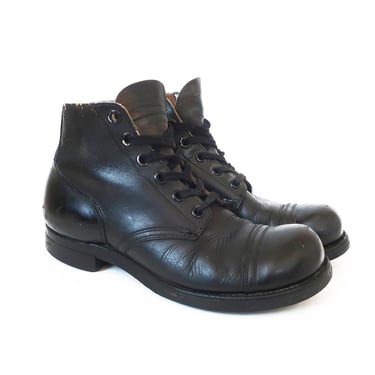 vintage army boots / 50s boots / 1950s US Army black leather army combat ankle boots Mens 8.5 