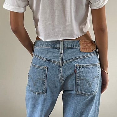 30 Levis 501 vintage jeans / vintage light stone wash faded boyfriend baggy high waisted relaxed fit button fly tall Levis 501 jeans | 30 