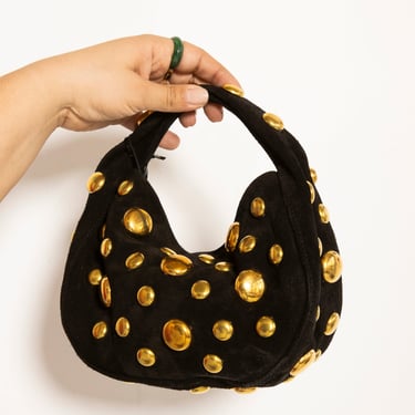 Danielle Bernard - Black Gold Suede Stud Bag