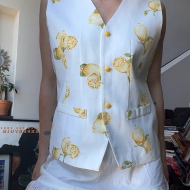 VTG 80s Lemon Waistcoat Vest 