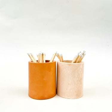 Burnt Orange Match Holder with Striker | Concrete Match Stick Holder | Candle | Concrete Container | Home Decor | Matches | 