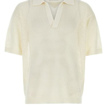 Prada Man Ivory Silk Blend Polo Shirt