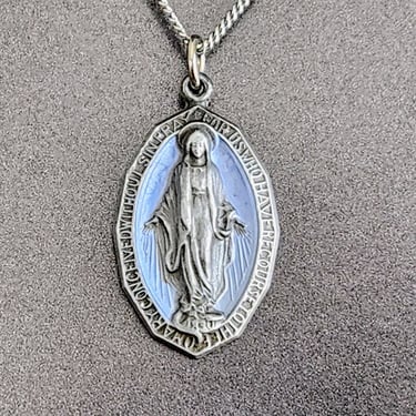 Vintage 1830 Miraculous Medal Necklace~Virgin Mary Pendant 
