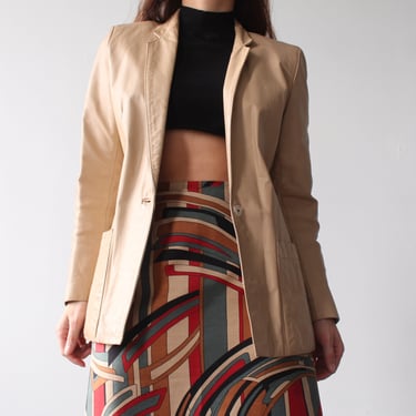 Vintage Latte Leather Blazer