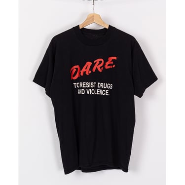 90s DARE T Shirt - Unisex Large | Vintage Dare To Resist Black Graphic Tee 