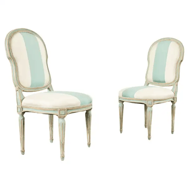Pair of Dennis &amp; Leen Louis XVI Style Painted Dining Chairs