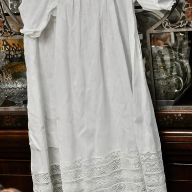 Antique Christening Gown With Slip Handmade French Lace Victorian Circa 1910 Hand Sewn Tucks Bodice Rows of Lace Dress & Slip Bodice Lace 