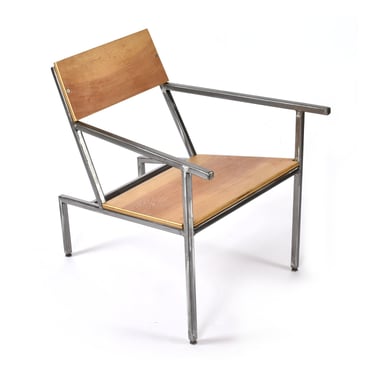 Bespoke John Hoverson Moderondack Industrial Maple and Natural Steel Lounge Chair 