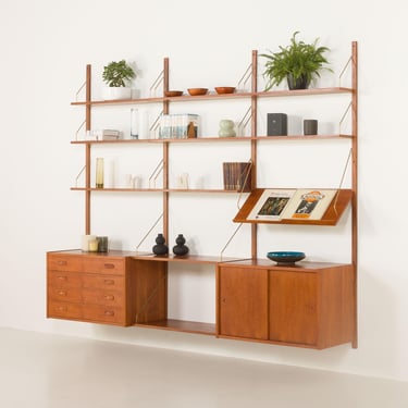 Preben Sorensen teak mid-century wall unit ,  PS system, Randers, Denmark 1960s 