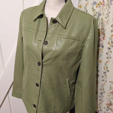Vintage Lime Snake Skin Button Up Jacket 