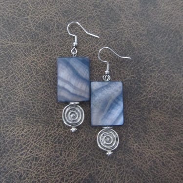 Blue mother of pearl statement earrings 