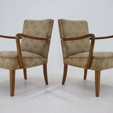 1940s Pair of Oak Armchair , Czechoslovakia 