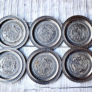 Vintage Small Zinc Plate Coasters Set Home Decor Table Rustic Decor 