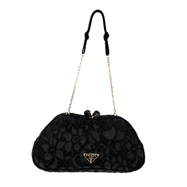 Prada Black Lace Chain Mini Shoulder Bag