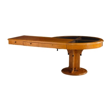 Michael Graves Unique Burl Maple Pedestal Vitrine Desk, 1990c.