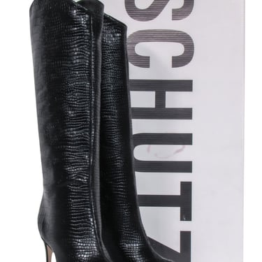 Schutz - Black Crocodile Textured Tall Boots Sz 7.5