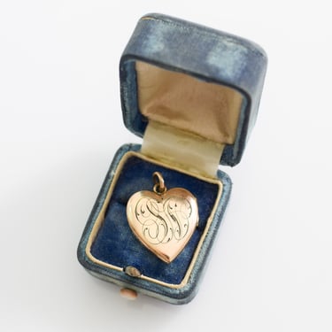Antique Gold-Filled Heart Locket | Initials SN | Victorian/Edwardian Photo Locket 