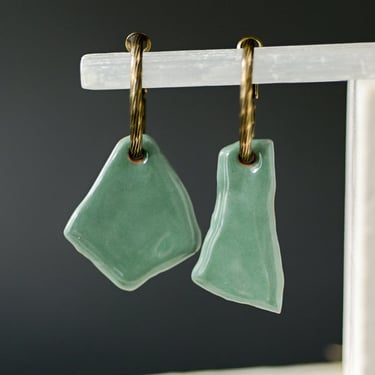 Asymmetric Glazed Terracotta Sage Malvina Earrings