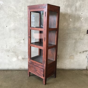 Vintage Style Rustic Wood And Glass Cabinet