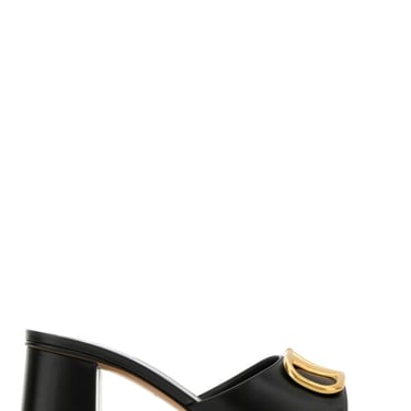 Valentino Garavani Women Black Leather Vlogo Mules