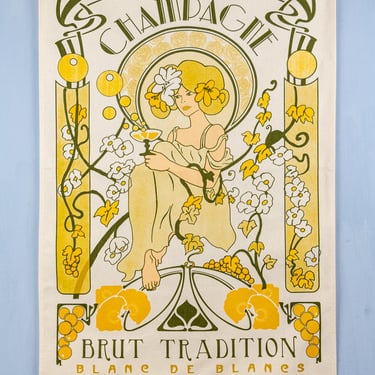 Art Nouveau Champagne Tea Towel