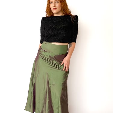 Y2K Metallic Green and Brown Skirt, sz. M/L