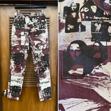 Vintage 1980’s w29 “Modzart” UK London Mona Lisa Dada Pop Art Punk Jeans Pants, 80’s Vintage Clothing 