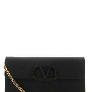 Valentino Garavani Women Black Leather Vlogo Clutch