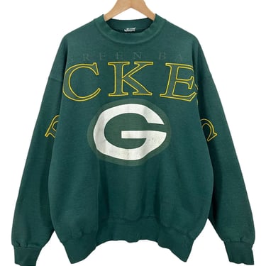 Vintage 90's Green Bay Packers Big Logo Spell Out Crewneck Sweatshirt XL