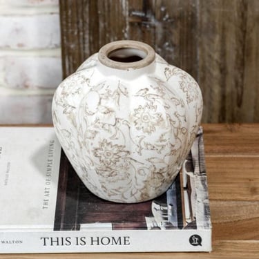 Beige Heirloom Vase, neutral home decor, grandmillennials, old new decor, Parisian decor, bookshelf vase, beige shelf decor, botanical vase 